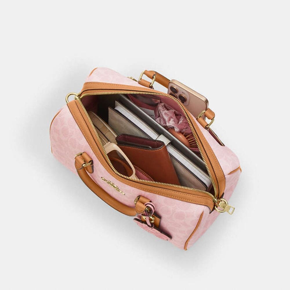 Coach CEA19 Large Rowan Satchel Powder Pink Signature Collection - NWT - Picture 3 of 11